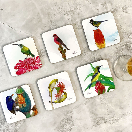 Studio Decorai Coasters Little Feathered Friends - Birds of India - Coasters (Set of 6)