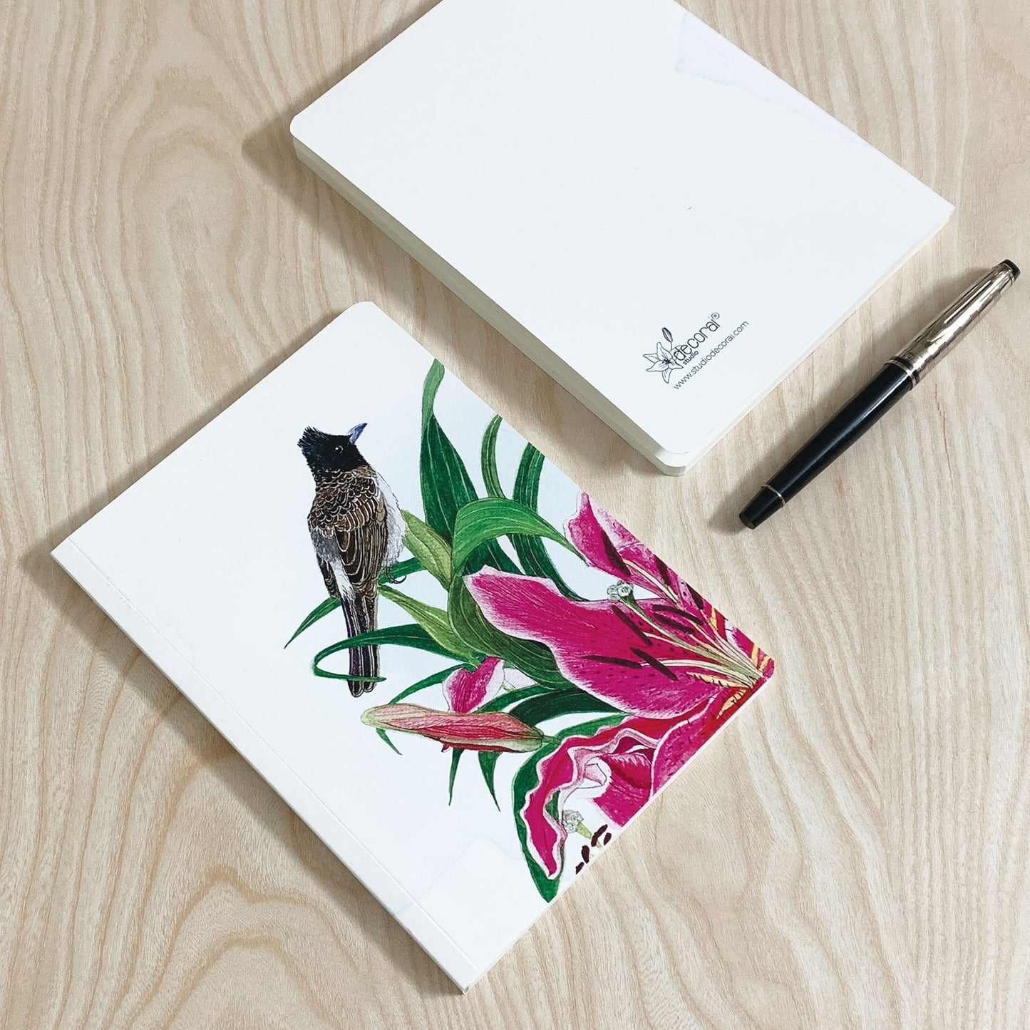 Studio Decorai Notebooks Floral Flutter - Red Vented Bulbul - Birds of India - Notebook